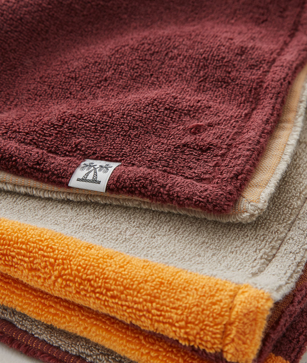 SALON TOWEL BATH TOWEL / BEIGE × BURGUNDY